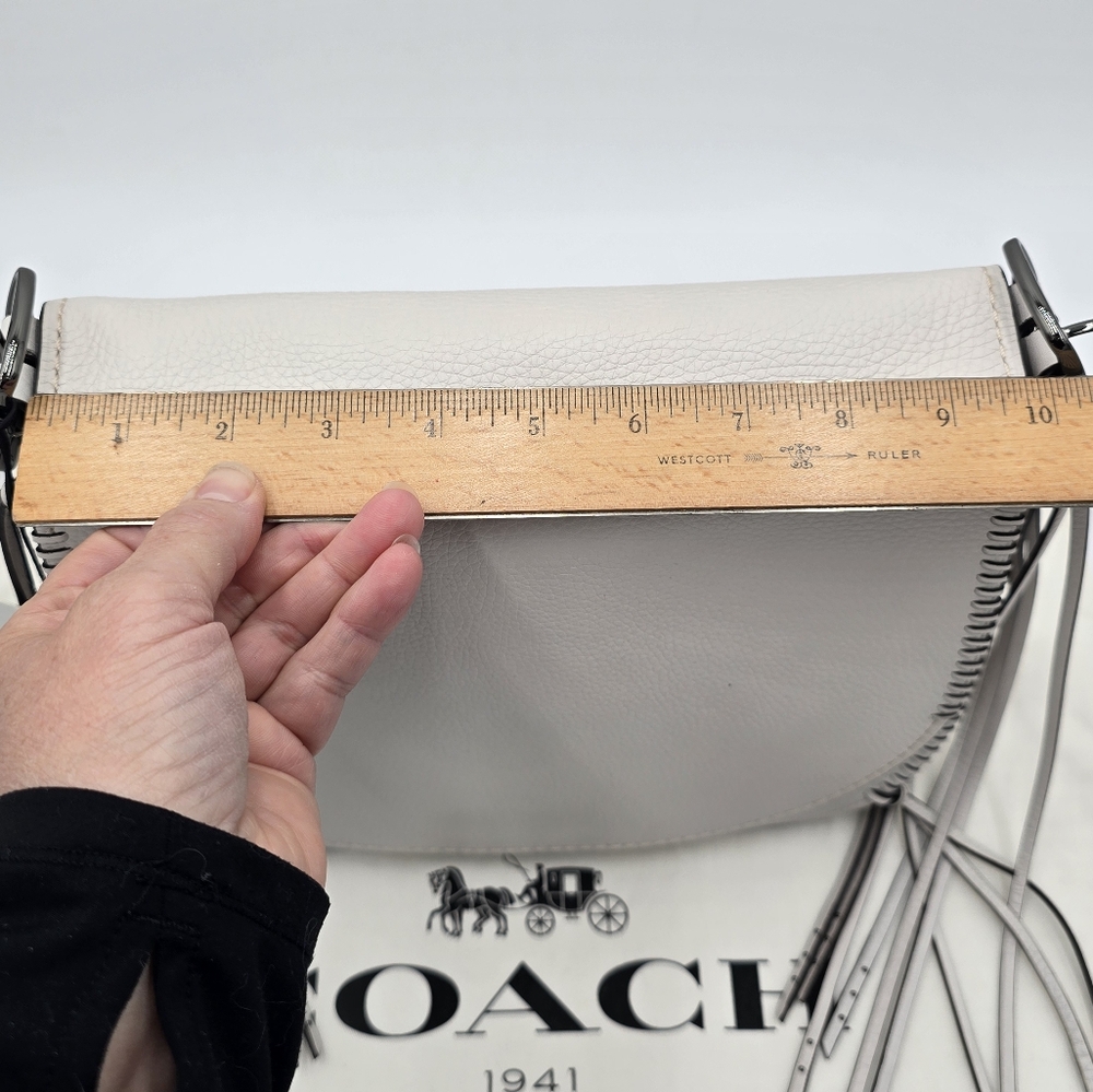💥NWT💥Coach 1941 Glovetanned Pebbled Leather Whiplash Saddle Bag, Chalk - Picture 14 of 16
